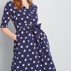 Indigo crane dress
